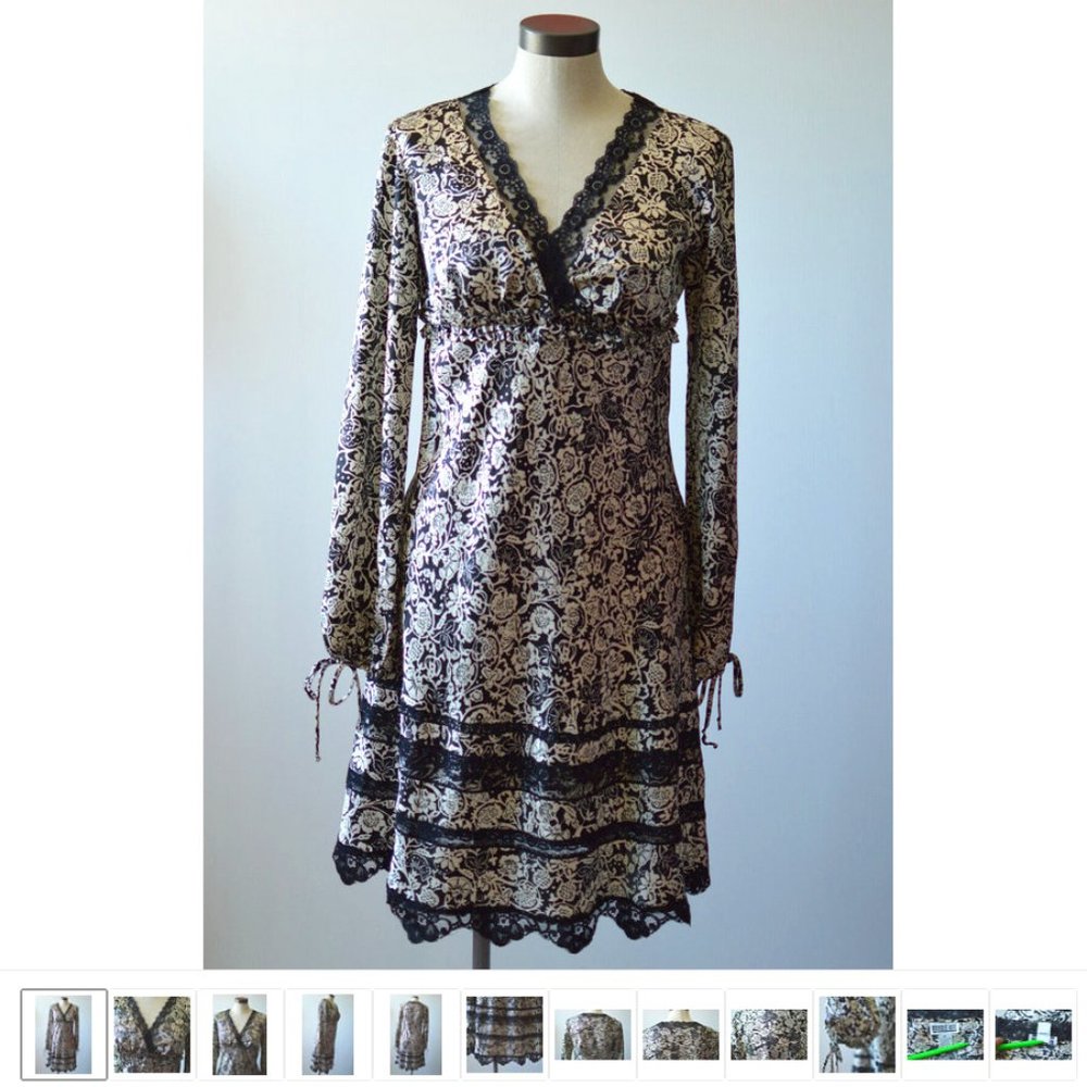 Robbie Bee Women sz 6 Empire Dress A-Line Long Sleeve Silky Fabric Lace Edge